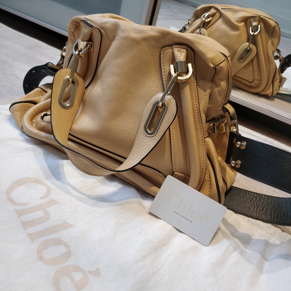 Chloe Paraty Medium Beige/Black Military Bag
